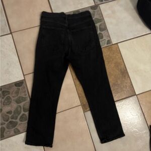 Agolde Black Cropped High-Rise Straight Jeans